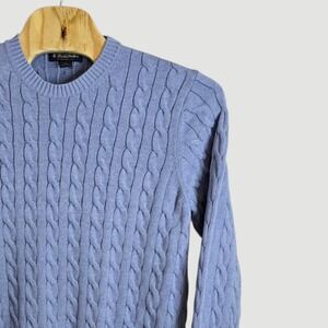 Brooks Brothers XXL Sweater Mens Blue 100% Cotton Cable Knit Pullover